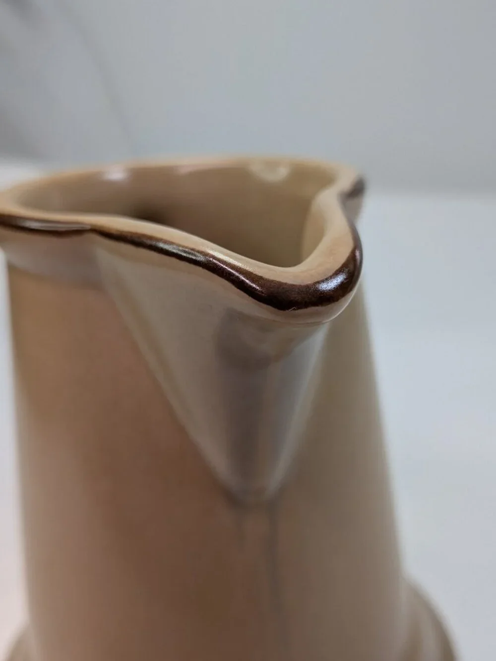 Rustic Farmhouse Stoneware Pitcher Warm Toast Brown Bud Vase Cottagecore Decor